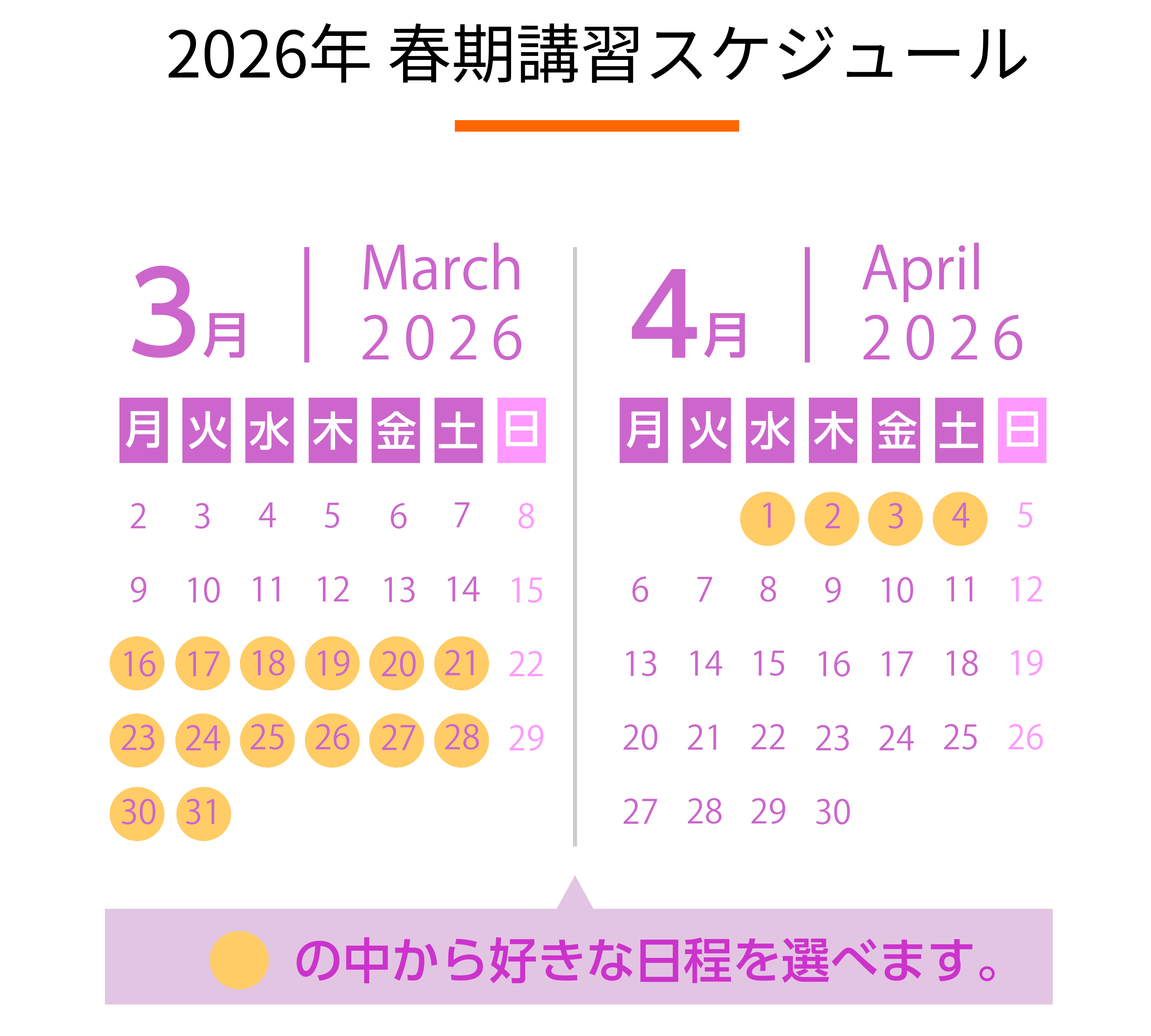 春期講習スケジュール